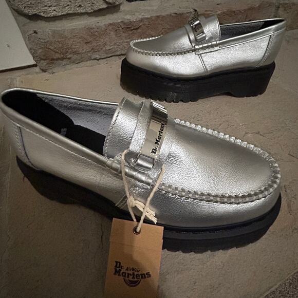 NEW Dr Martens Penton II Quad Loafers Silver Platform Ladies Size 8 Y2K Twee - Picture 2 of 11